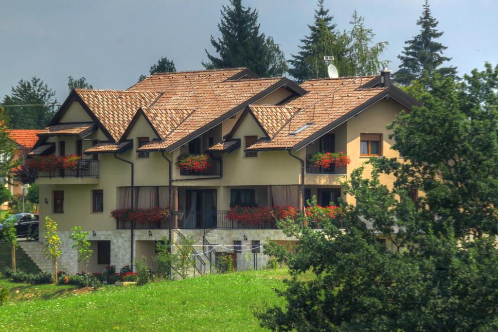 格拉博瓦茨兹琳卡旅馆的山丘上带瓷砖屋顶的房子