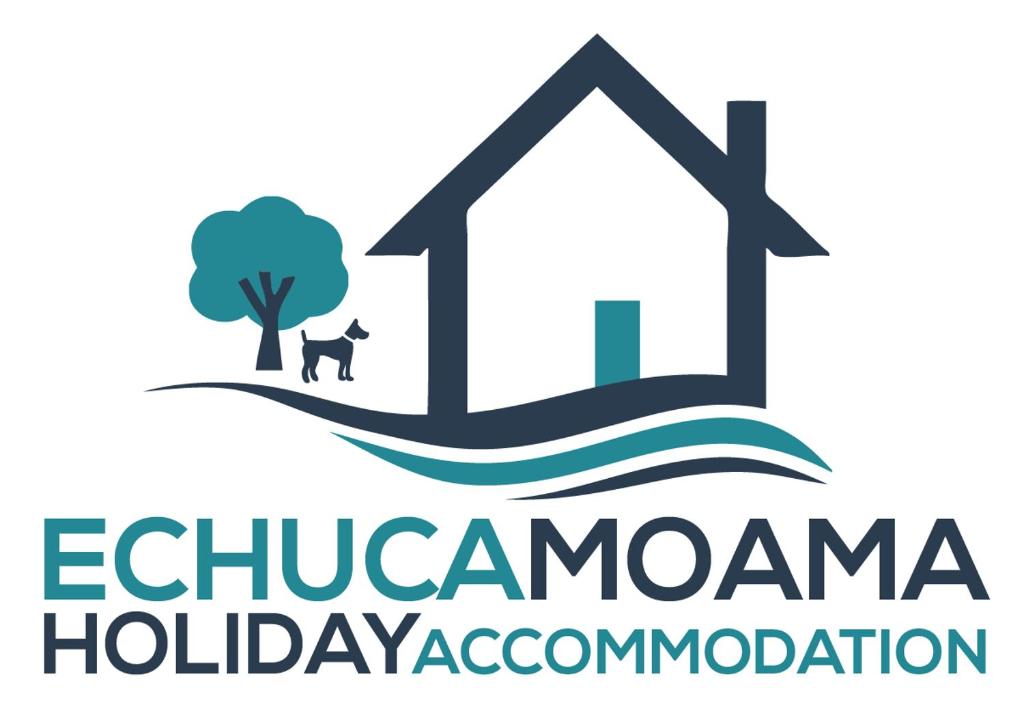 伊丘卡Sleepy Shackell - Echuca Moama Holiday Accommodation的带有房屋和树的托儿组织的标志