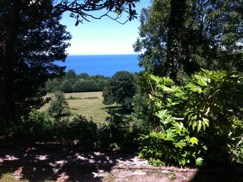 滨海图维列Spacieux appartement jardin, BBQ, vue sur mer, Trouville的背景中海洋的视野