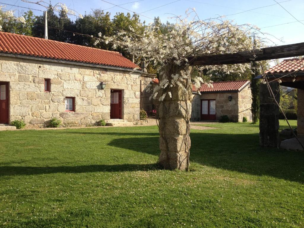 Paço de Sousa库塔达福特奥卡达农家乐的建筑物旁院子中的一棵树