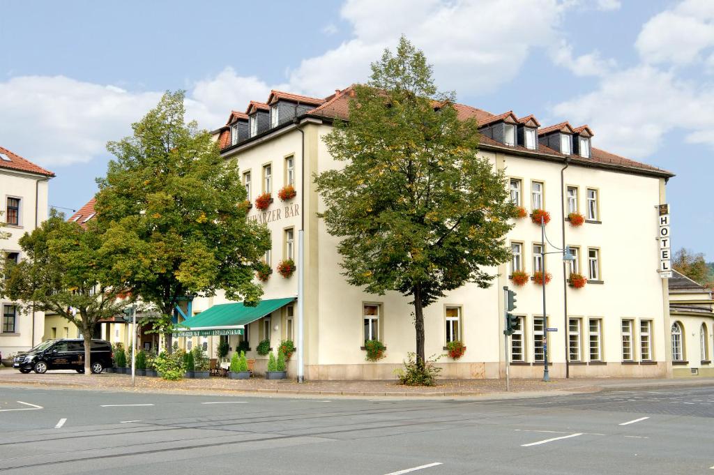 耶拿施瓦泽酒吧餐厅的街道边的白色大建筑