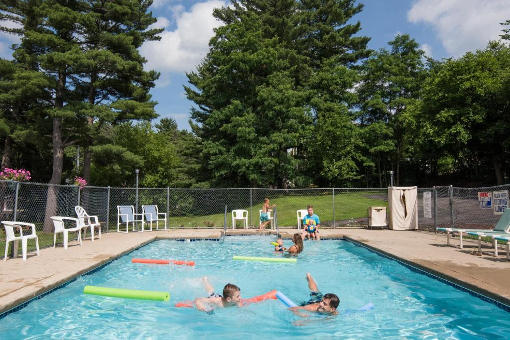 威斯康星戴尔Woodside Dells Hotel & Suites的一群儿童在游泳池玩耍
