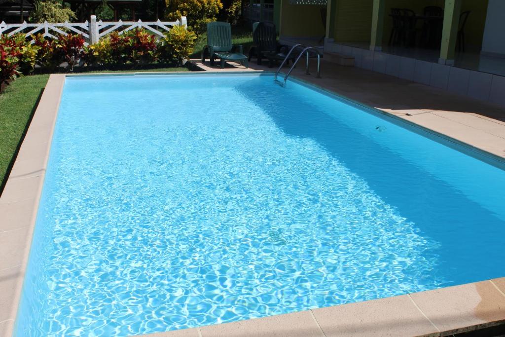 Rivière-PiloteVilla Hausseman的庭院里的一个蓝色海水游泳池