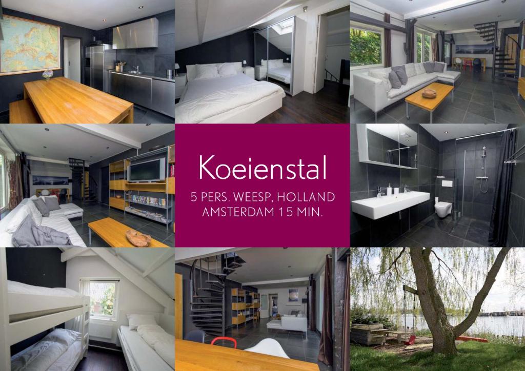 韦斯普Koeienstal, Private House with wifi and free parking for 1 car的卧室和房子照片的拼合