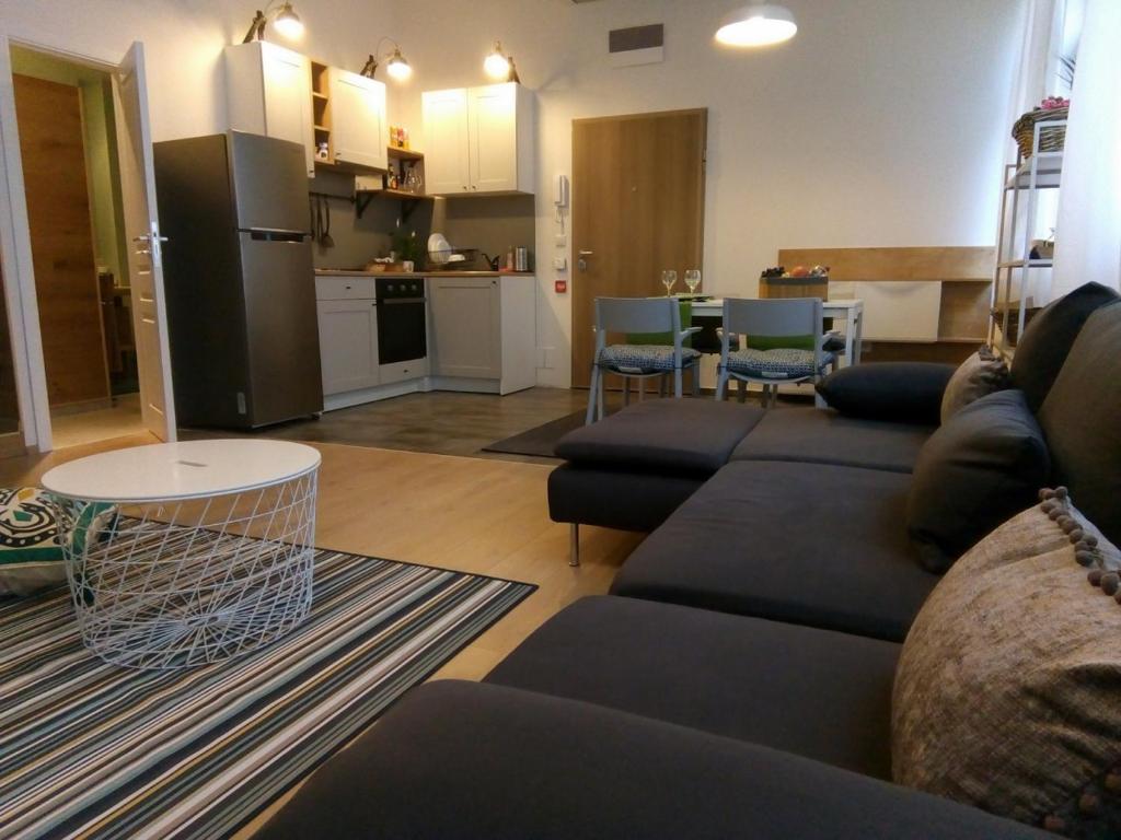 索非亚Capuccino的带沙发的客厅和厨房