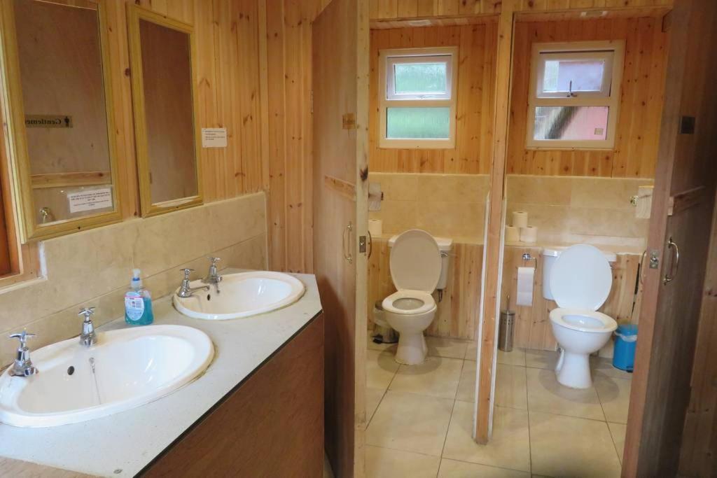 阿维莫尔Pine Marten Bar Glenmore Pods的一间带两个盥洗盆和卫生间的浴室