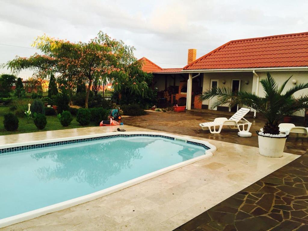 卡罗利诺-布加兹Villa Diana Mini的房屋前的游泳池