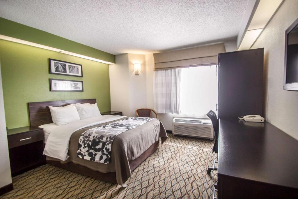 迈阿密迈阿密机场住宿酒店的酒店客房设有床和窗户。