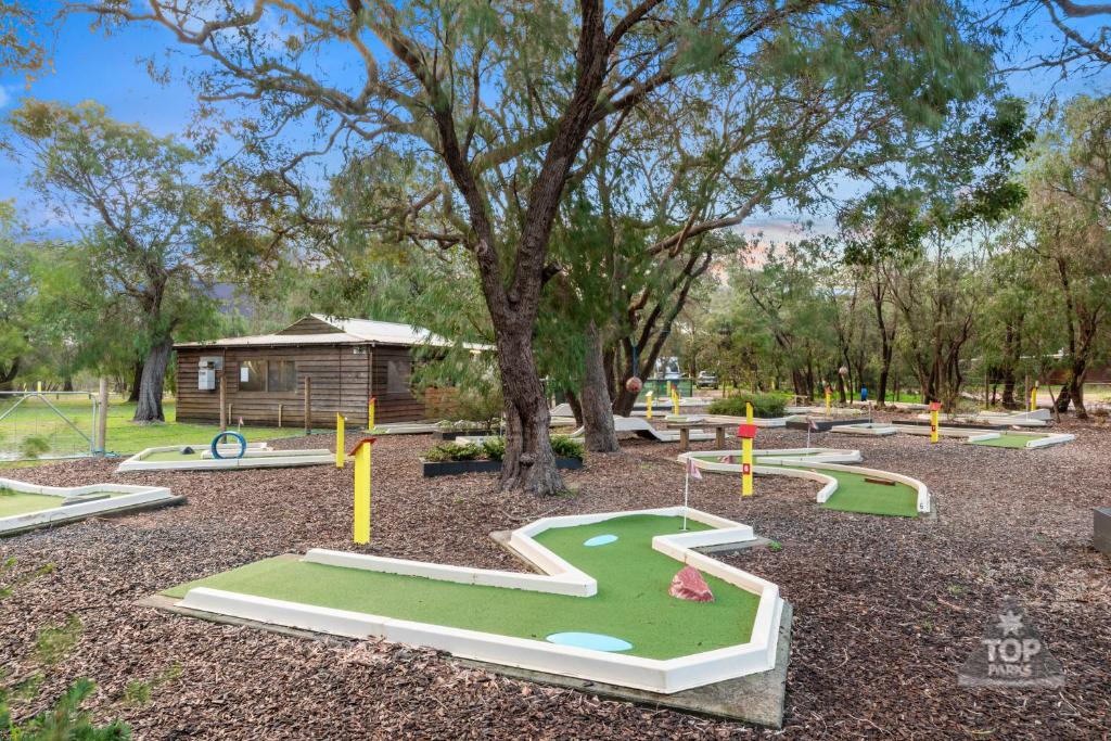 GracetownGracetown Caravan Park的公园内一个带高尔夫球场的游乐场