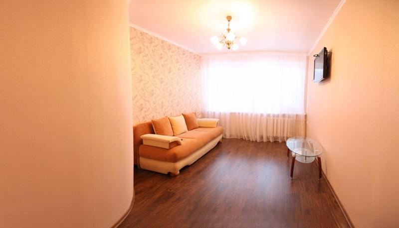 尼古拉耶夫Apartment on Sobornaya , top location的带沙发和窗户的客厅