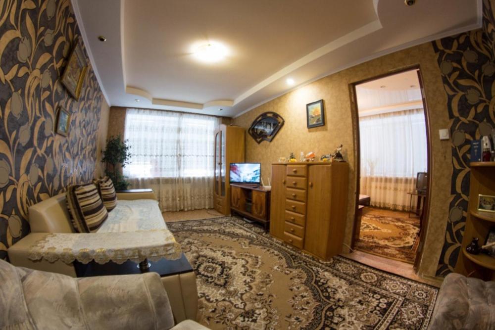 克洛佩夫尼茨基58 вулиця Яновського的客厅配有沙发和电视。