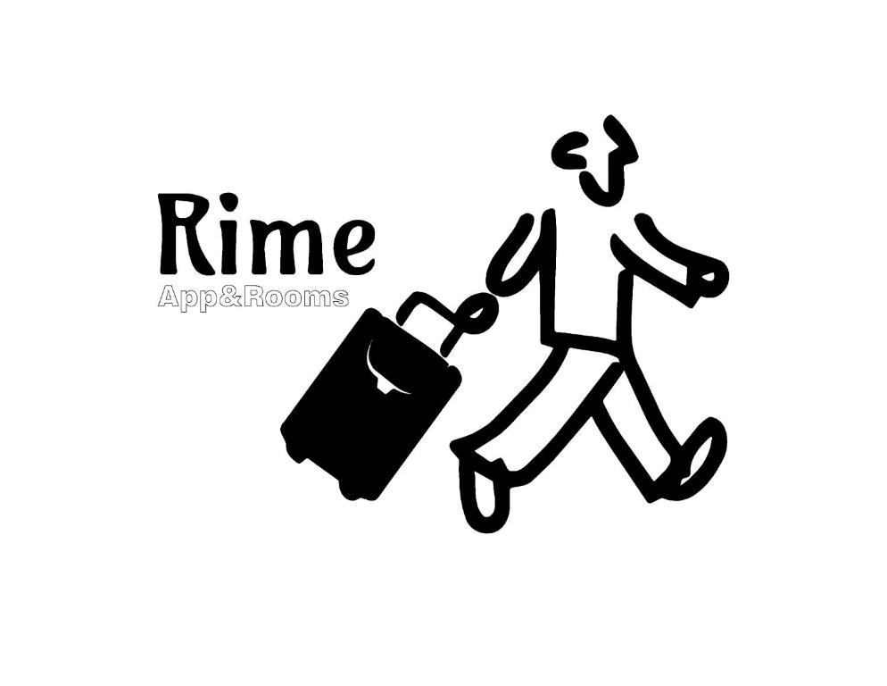 萨拉热窝App&Rooms "Rime"的带着手提箱插图的人跑