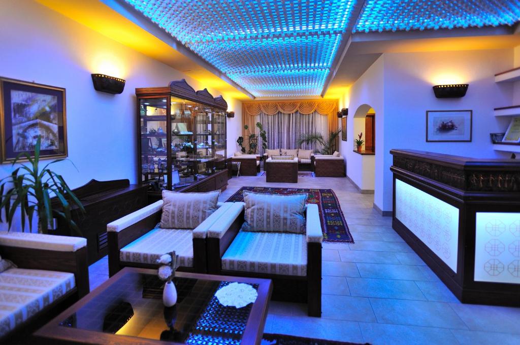 莫斯塔尔莫斯塔尔旧城精品酒店的带沙发的客厅和酒吧
