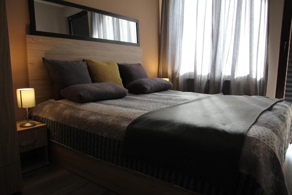 索非亚Apartment 46的卧室内的一张带两个枕头的床