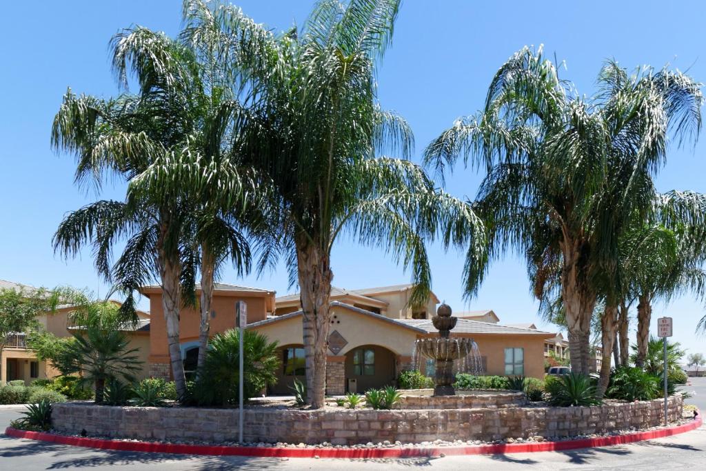 卡萨格兰德Siegel Select Casa Grande的前面有棕榈树的房子
