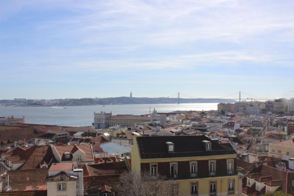 里斯本Retrato de Lisboa的一座有建筑和一座桥的城市