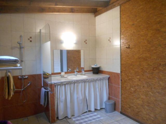卡夫尔高原L'ESTAGNON的一间带水槽和镜子的浴室