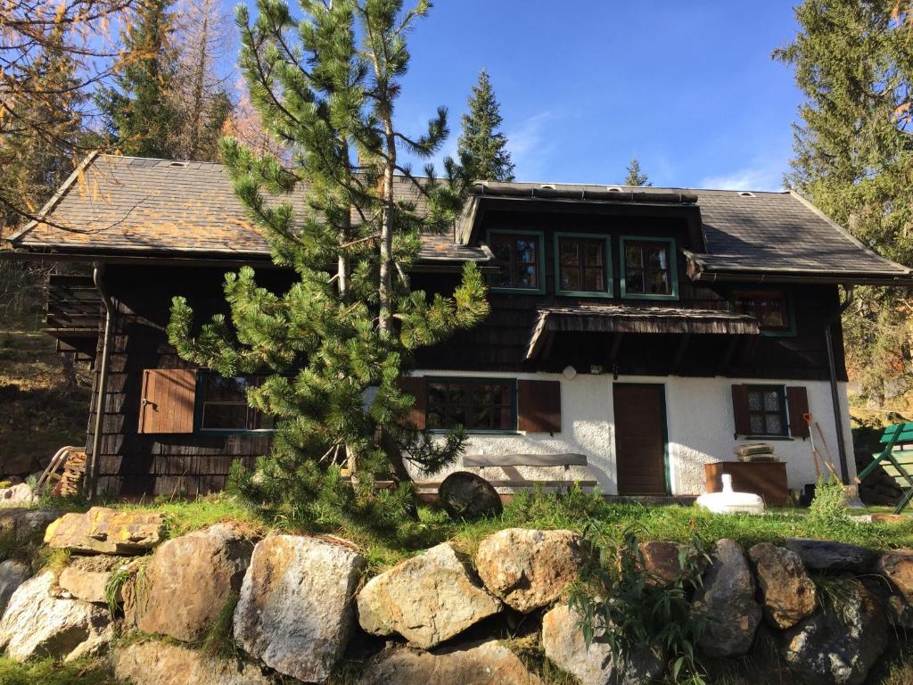 黑马戈尔Waldnerhütte的前面有一棵树的房子