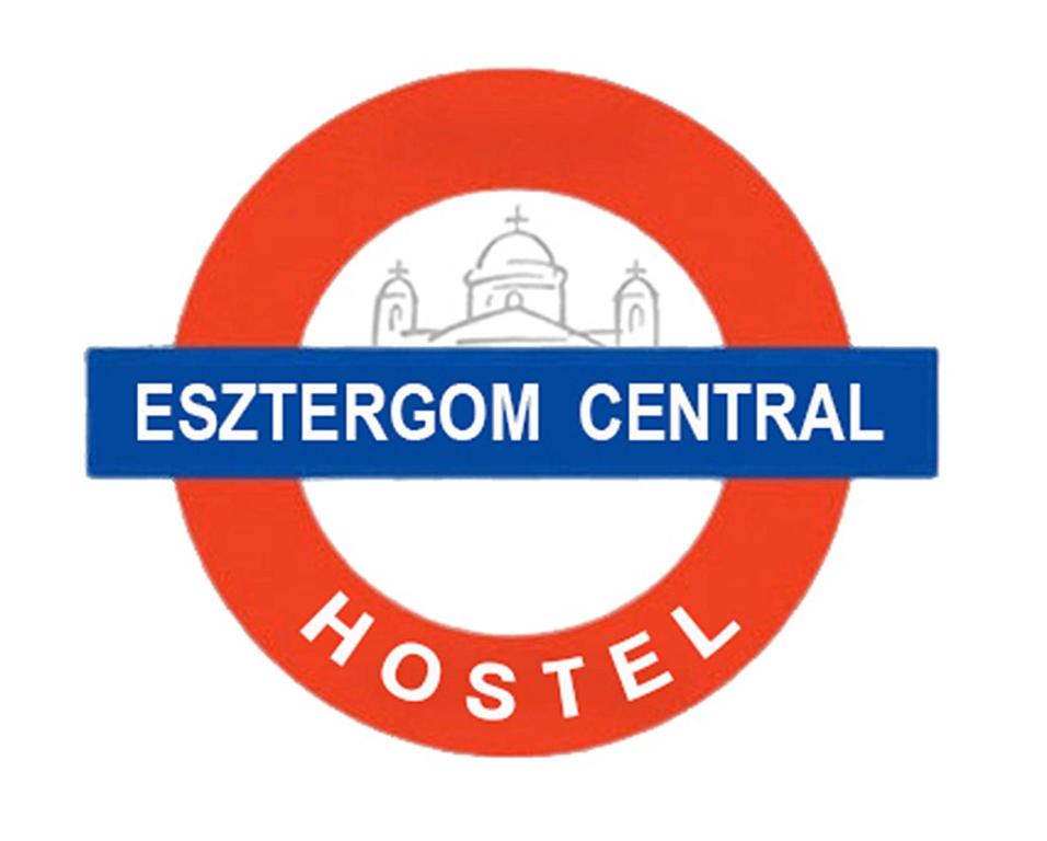 艾斯特根Esztergom Central的红圆,标有读取埃斯泰尔戈姆中央医院的标志