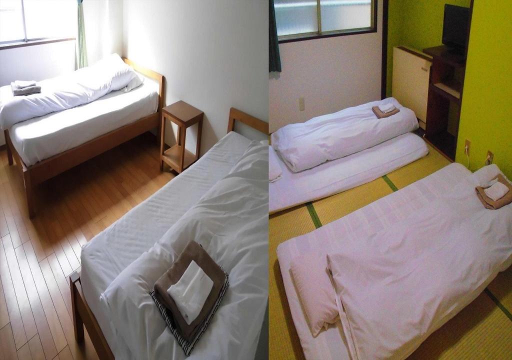 大阪Osaka - Hotel / Vacation STAY 23784的带两张床的房间和一个带有卧室的