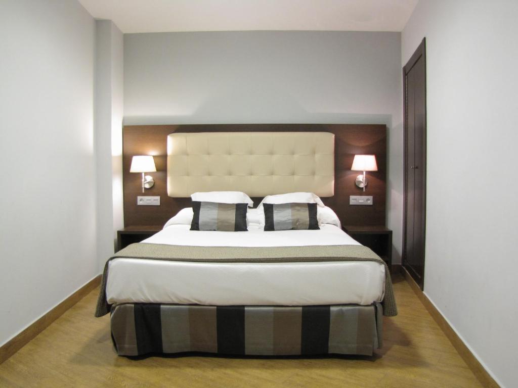 巴利亚多利德大教堂精品公寓酒店的一间卧室配有一张大床和两个枕头