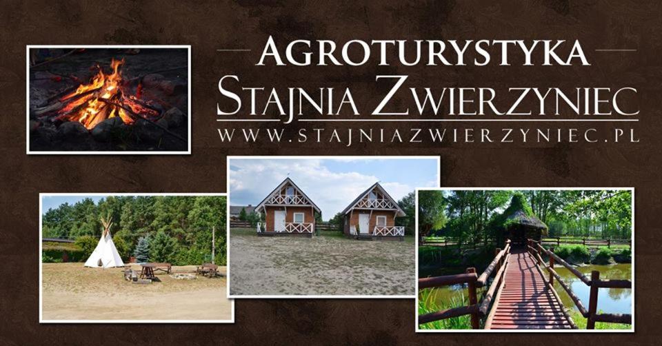 MiędzychódAgroturystyka Stajnia Zwierzyniec的房屋和火的图片拼贴