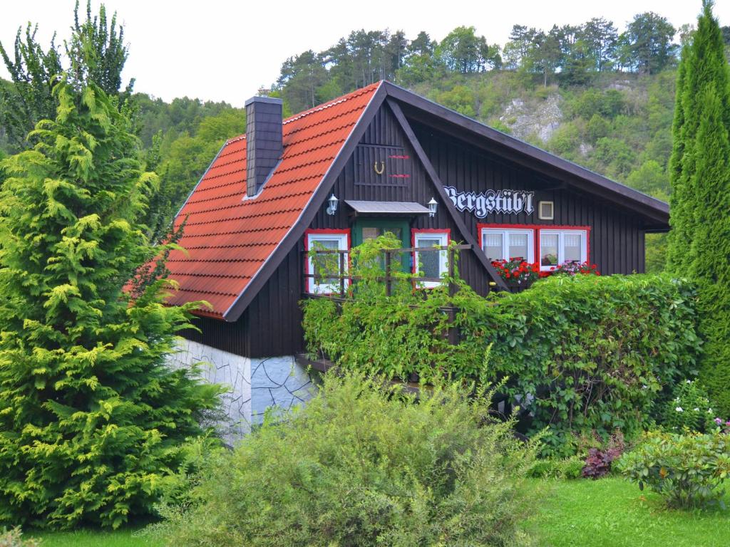 NeuwerkQuaint Holiday Home in Elbingerode near Forest的花园中一座红色屋顶的房子