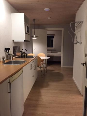 维泽桑讷Hvide Sande Beach Apartments的厨房配有水槽和台面