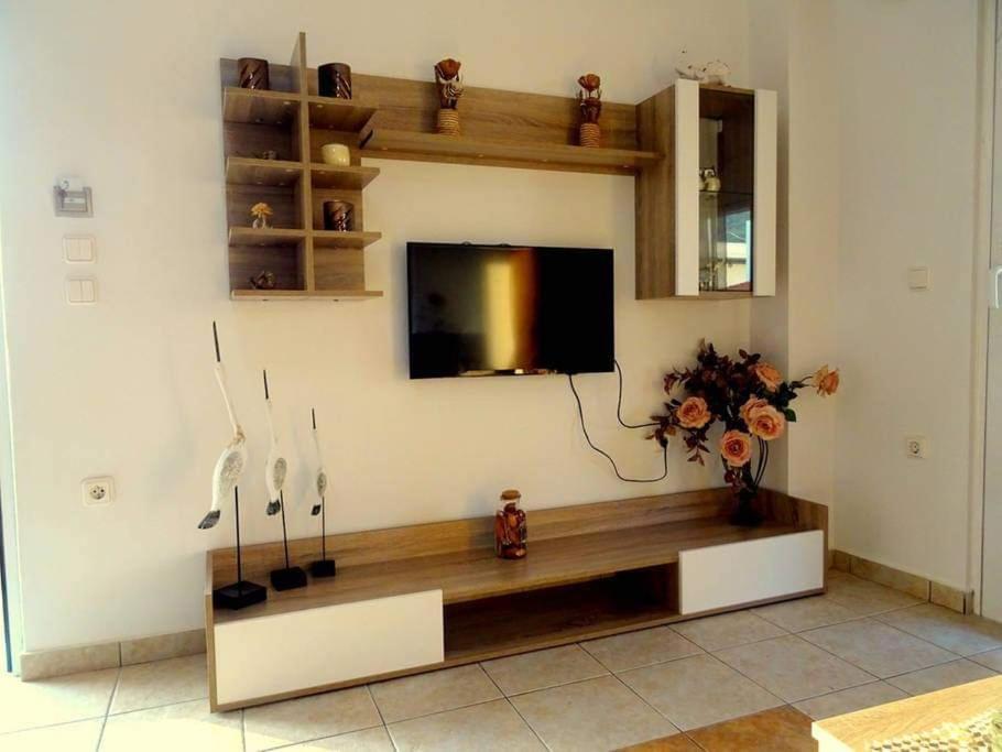 帕拉代西翁Cozy apartment in Paradisi的客厅设有壁挂式平面电视。