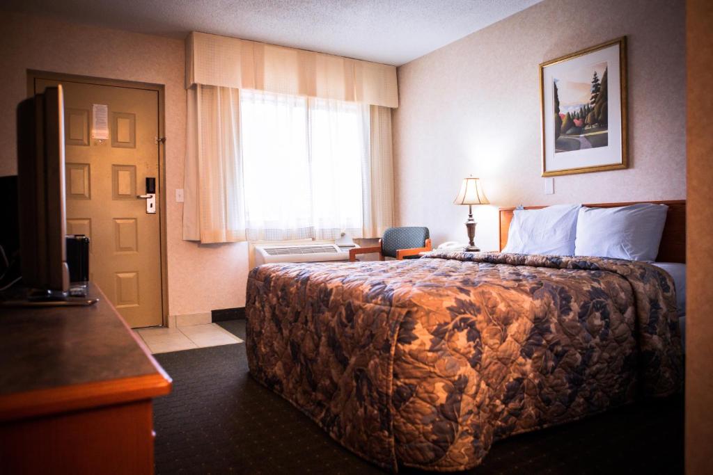 兰利兰利高速公路酒店 的一间设有大床和窗户的酒店客房