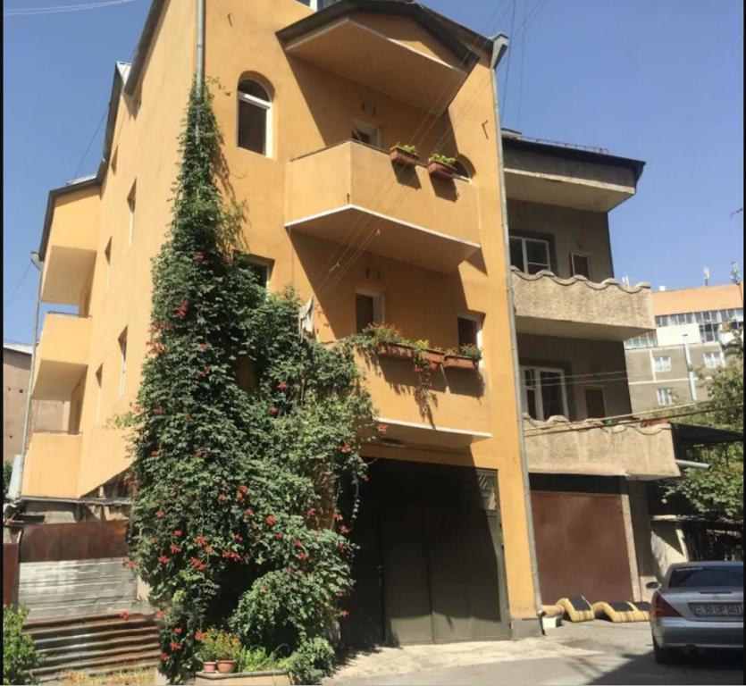 埃里温Yerevan's Heart的前面有圣诞树的建筑