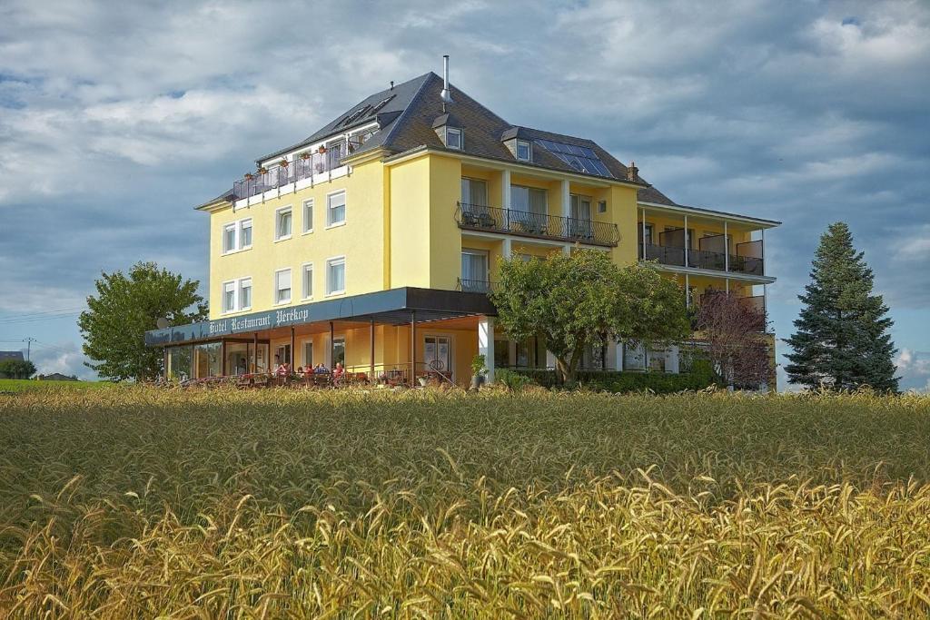 贝尔多夫彼列克普酒店的草场顶部的黄色建筑