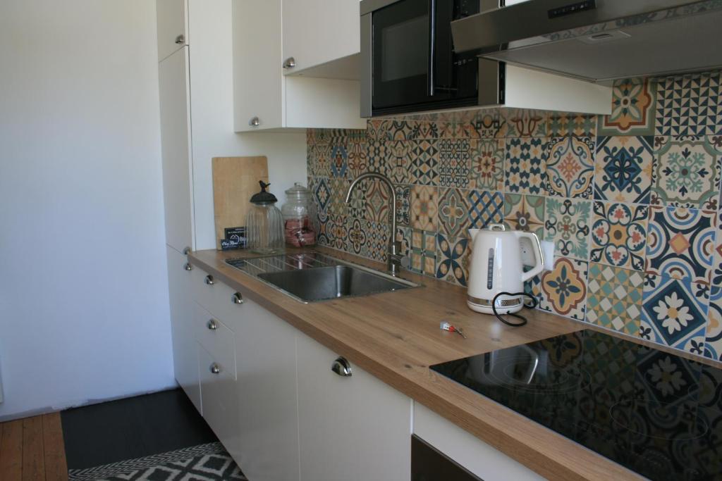利布尔讷QUAI SOUCHET的厨房配有水槽和台面