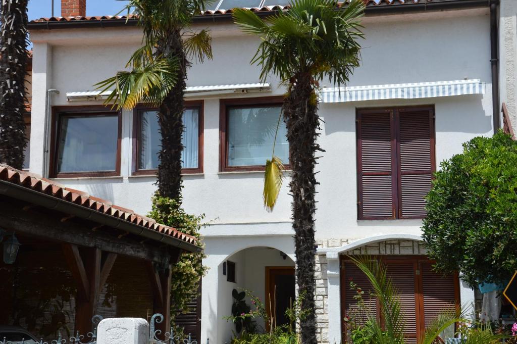 波雷奇Hous Mira的一座棕榈树掩映的白色房子
