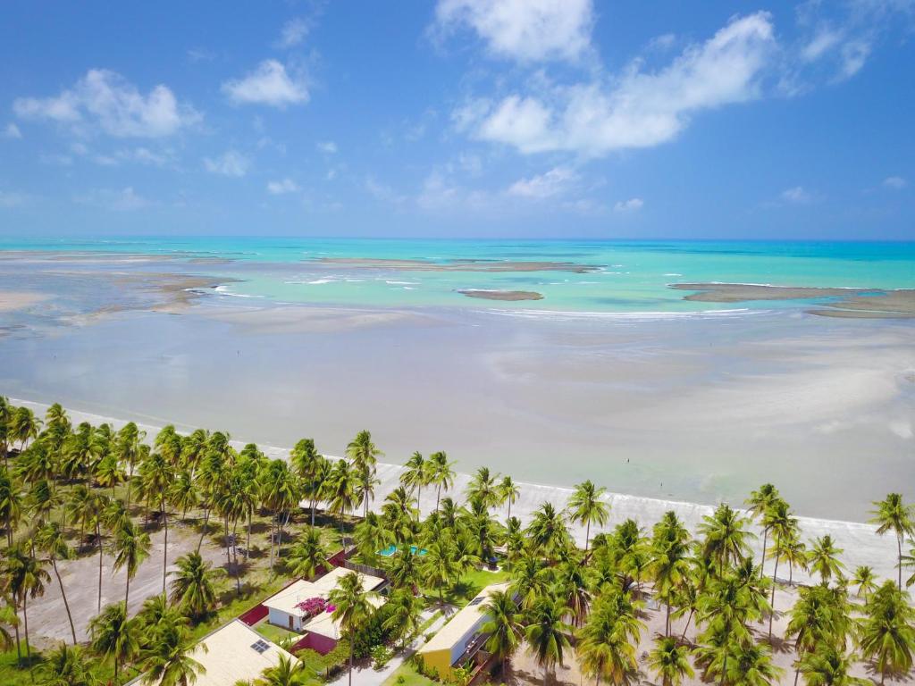雅帕拉廷加维拉克贝宾馆的享有棕榈树海滩和大海的空中景致