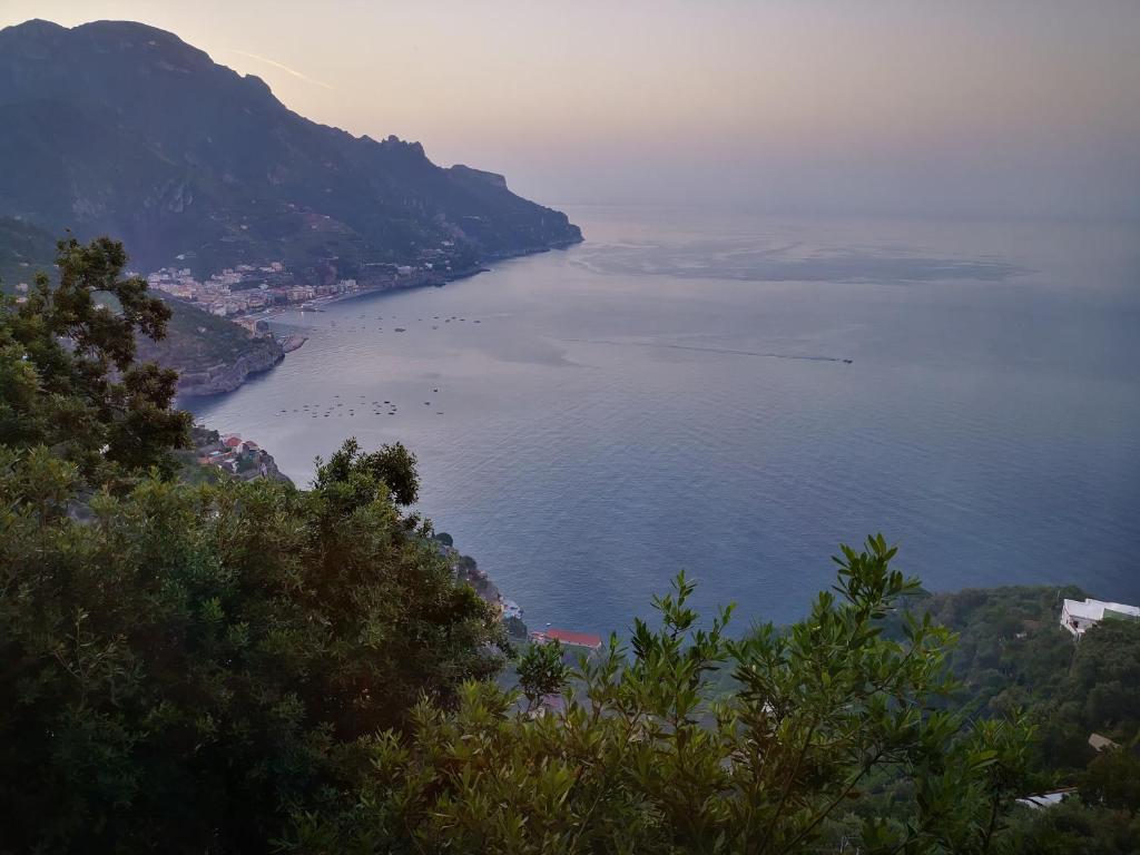 拉维罗朱利亚娜景致旅馆的从树木茂密的山丘上欣赏海景