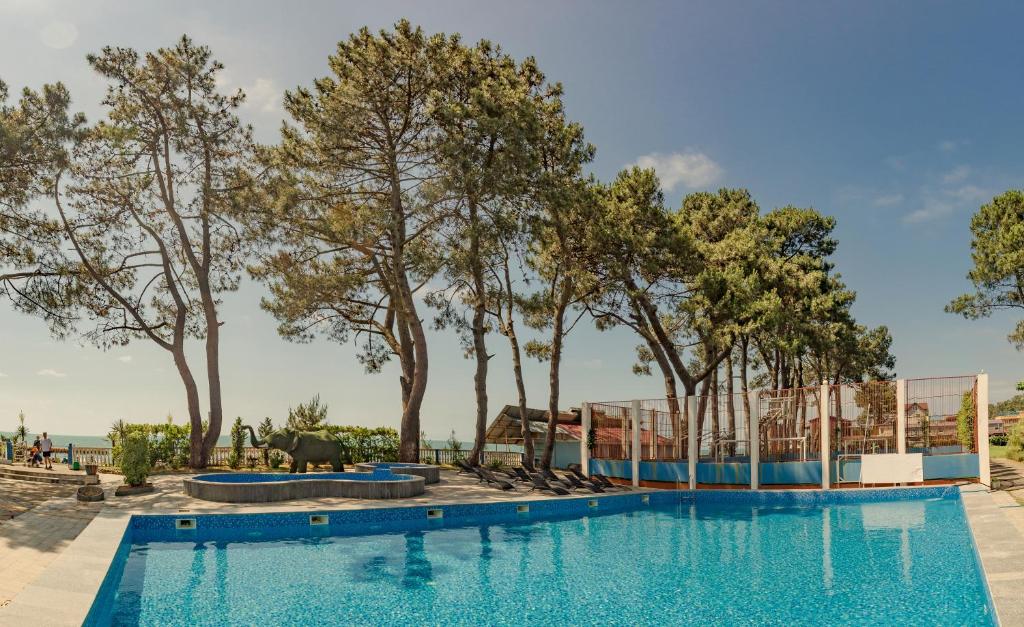 乌雷基Kolkhida Resort & Spa的一座树木环绕的游泳池