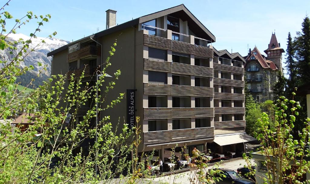 弗利姆斯阿尔卑斯山酒店的山中拥有一座建筑的酒店