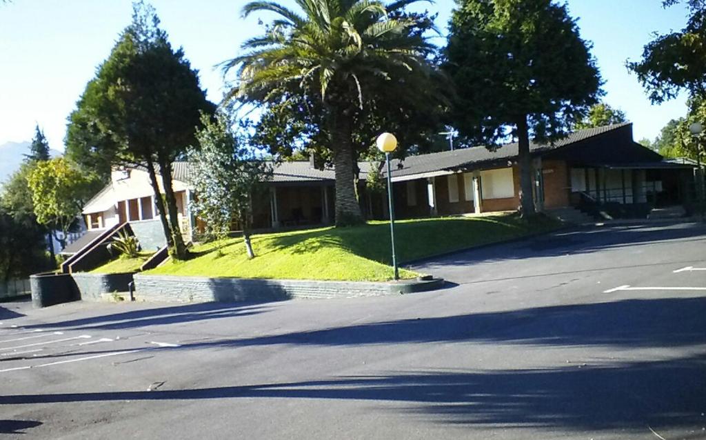乌尔涅塔勒尔阿尔金酒店的棕榈树和街道的房子