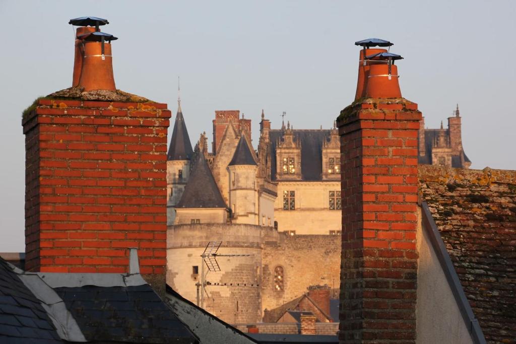 阿姆博斯Gite Renaissance的屋顶上设有砖烟 ⁇ 的城堡