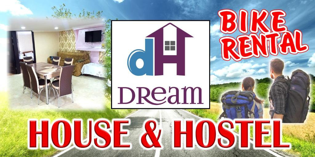 塞凡Dream House & Hostel的读蓝色出租梦幻屋和医院的标志