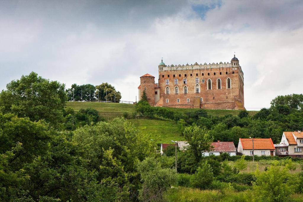 戈卢布-多布任Zamek Golubski的山顶上的大型城堡