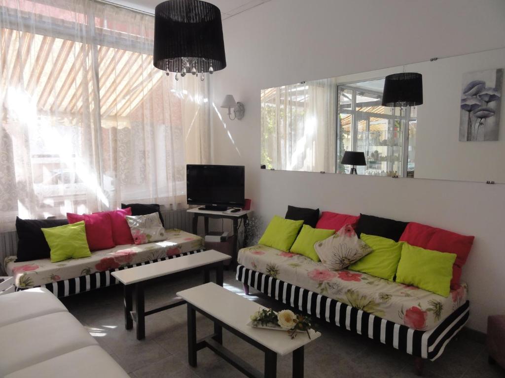 卢尔德帕耶巴斯酒店的客厅配有两张沙发和一台电视机