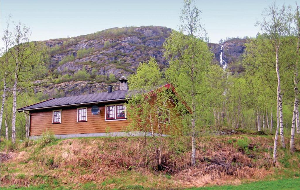 海姆瑟达尔Amazing Home In Hemsedal With 3 Bedrooms的山 ⁇ 的树林中的房子