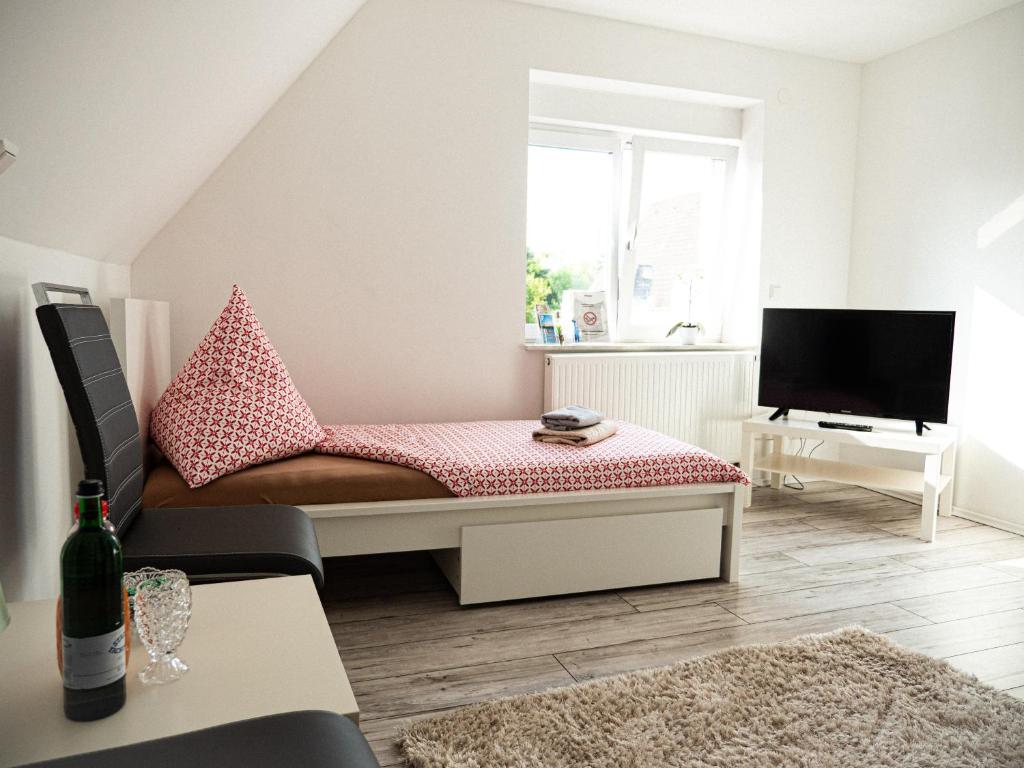 汉诺威Damm Apartments的带沙发和电视的客厅