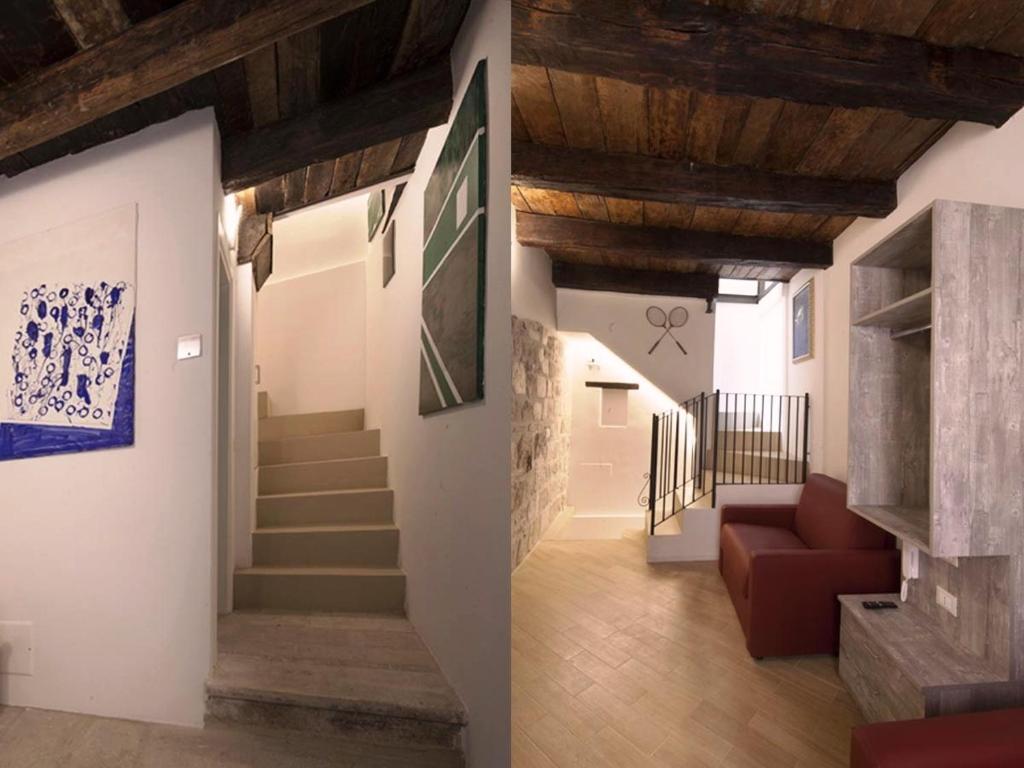 伊塞尔尼亚Residenze Portacastello的走廊设有楼梯和客厅