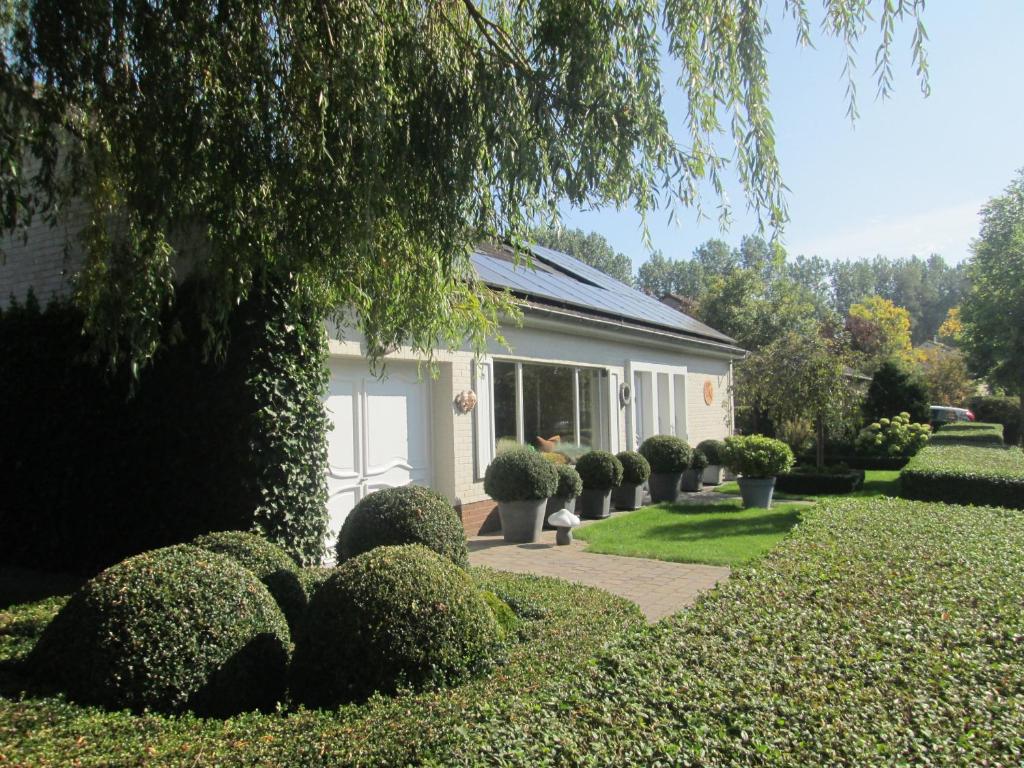 尼乌波特范达姆住宿加早餐旅馆的前面有灌木丛的房子