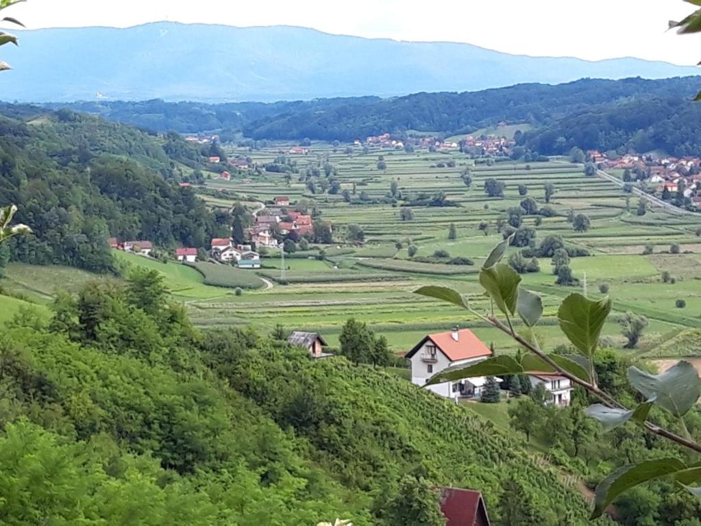 图赫尔斯克利普利采Robinzonski smještaj Tepeš的享有山丘村庄的景色