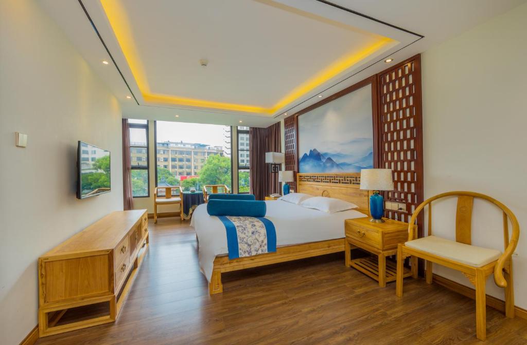桂林九龙水岸别院度假酒店（象山公园店）客房内的一张或多张床位