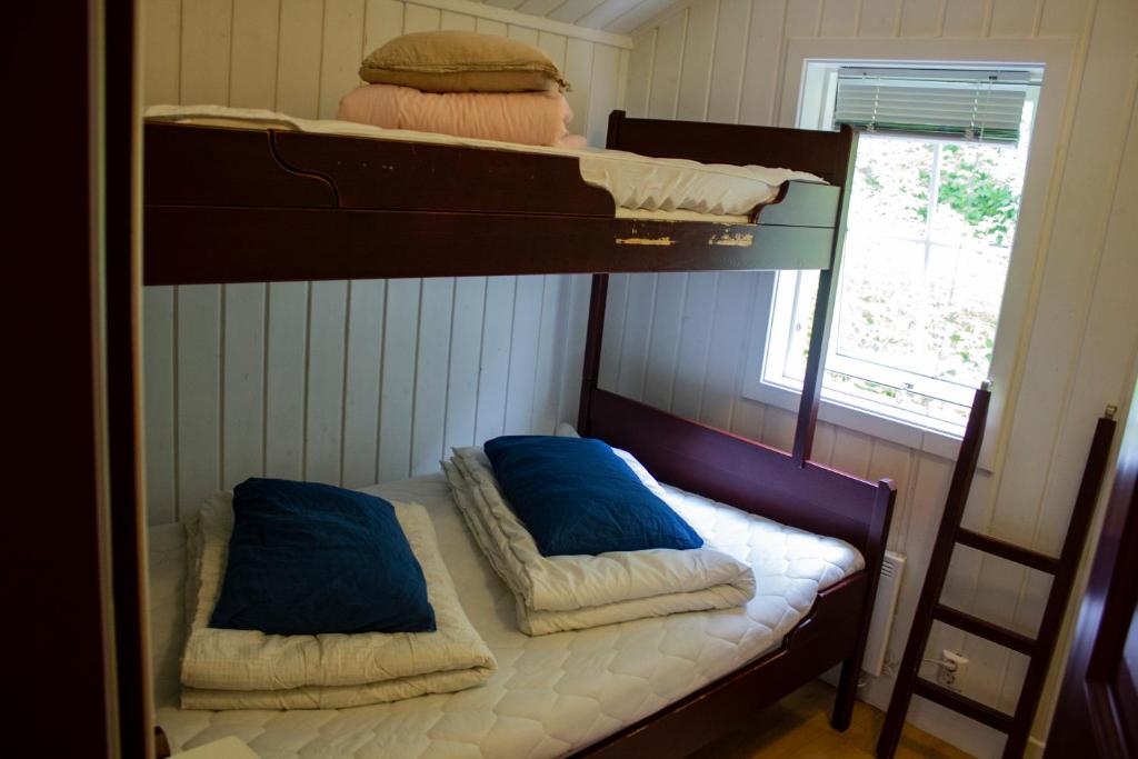 居德旺恩古德旺恩露营酒店的带窗户的客房内的两张双层床